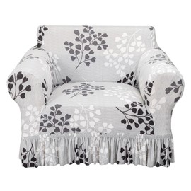 KRFOONN Printed Armchair Covers Stretch 1 Piece Sofa Couch Covers Washable Armchair Slipcovers with Skirt Spandex Sofa Chair Cover Anti Slip Couch Slipcover Furniture Protector for Living Room, A3