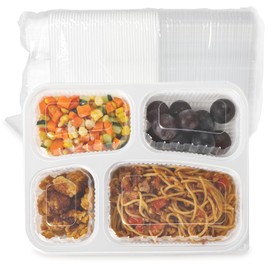 LEOBOX Meal Prep Container, 40 Pack White 4 Compartment To Go Containers Reusable BPA-Free Microwave Safe Food Storage Bento Box with Lids 34 oz