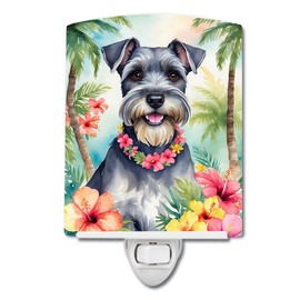 Caroline's Treasures Schnauzer Luau Ceramic Night Light Compact, UL-Certified, Ideal for Bedroom, Bathroom, Nursery, Hallway, Kitchen, 6x4x3, Multicolor