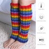 Pachamama Women 100% Wool Legwarmer Handknitted Rainbow Colours Stripe Multicoloured
