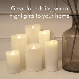 Softflame Flameless LED Candles with Remote Control, 3"x 7.1"Flickering 3D Moving Flame Battery Operated Candles in Real Wax Shell for Indoor Use, Home Decor White