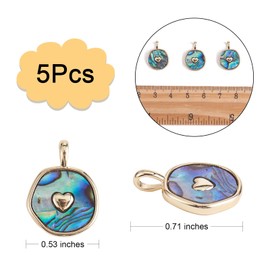 COGCHARGER 5 Pieces Round Paua Shell Charms Abalone Shell Charms Pendant Natural Shell Pendant for Jewelry Necklace Earring Making Crafts