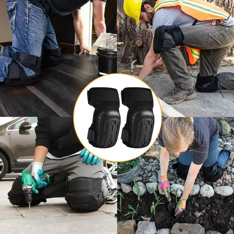 Rodilleras Kidomy Negras Resistente Uso Construcción Velcro Ajustable