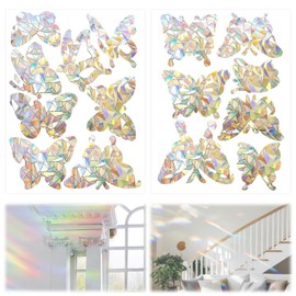 Butterfly Suncatcher Stickers, Pack of 30 Prisms Window Stickers, Rainbow Effect Window Stickers, Electrostatic adsorption, Rainbow Window Film, Sun Catcher Window (Butterfly)