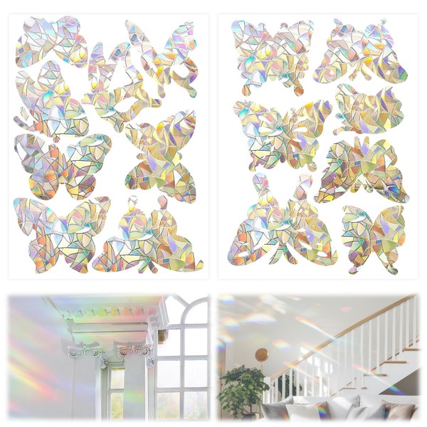 Butterfly Suncatcher Stickers, Pack of 30 Prisms Window Stickers, Rainbow