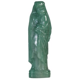 Nupuyai 3.7" Virgin Mary and Christ Child Green Aventurine Crystal Statue, Holy Virgin Mary and Christ Jesus Figurine Hand Carved Stone Pocket Statue Good Luck Home Office Car Decor