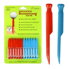 Elixir Golf The Boomerang Golf Tee Divot Tool Not Fly Away 3 1/4 inch Long Durable Bamboo Construction, Pack of 12