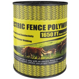 NQN Upgrade Electric Fence Polywire 1650FT,500 Meters, 6 Stainless Steel Strands for Reliable Conductivity, Portable Electric Fencing, UV Resistant, Rust Resistant, Highly Conductive, Easy to Install
