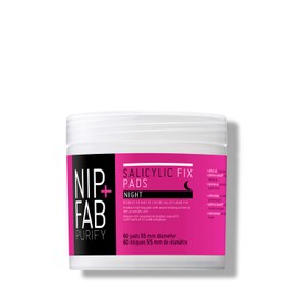 Nip + Fab Saliyclic Fix Night Pads for Face with Hyaluronic Acid, Exfoliating Facial Pad BHA Exfoliant for Skin Hydration Acne Breakouts and Blemishes, 60 Pads, 80 ml