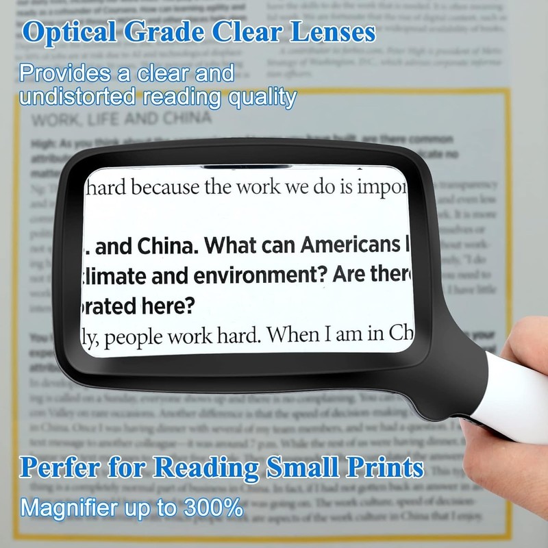 LH-Large Hand Magnifying Glass Handheld Folding Reading Magnifier 3X Magnification