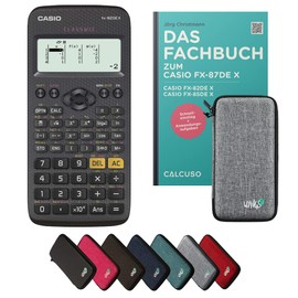 Casio fx-82DE X with Protective Case Light Grey & Book (80 Pages, DIN A5) - Scientific Calculator - Smart Set