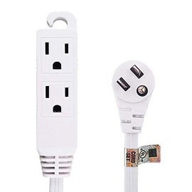 My Cable Mart 6ft 3-Outlet 3-Prong Flat Angled Power Extension Cord (NEMA 5-15P White