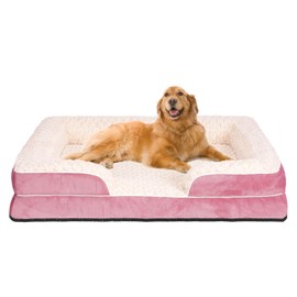 Orthopedic Dog Bed for Large Medium Sized, Washable Memory Foam Large Dog Bed, Durable Medium Pet Sofa with Removable Cover, Washable Waterproof Pet Couch Beds(Pink, XXL)