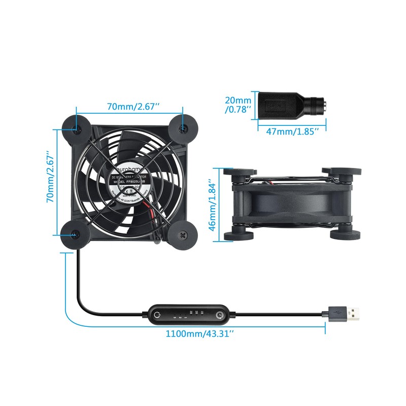 euroharry USB Quiet Fan, 6 Wind Speeds for Smart Timing