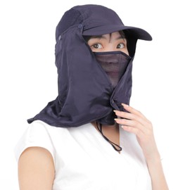 mujina Gardening Hat, Farm Hat, Sun Visor, UV Protection, Sun Protection, Foldable, 3-Way, Removable, Wide Brim, Face Cover, Neck Guard, Farming, Gardening, Outdoors, Fishing, Unisex, Men and Women,