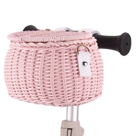 ZHIZHOUNEY Bicycles Wicker Basket Front Handlebars Basket with Belt and Lid Wovens Bikes Basket for Kids Bikes Scooter