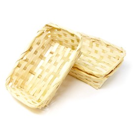 Lashuma Set of 3 Square Bamboo Baskets, Flat Filling Baskets, 20 x 14 x 6 cm, Natural