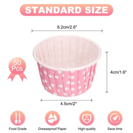 sourcing map Mini Polka Dot Cupcake Liners for Baking Cupcake, 50Pcs Cupcake Muffins Liners Cupcake Holders Paper Greaseproof Wrappers for Wedding, Showers, Gift (Pink)