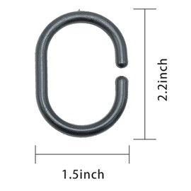 Shower Curtain Rings, Pack of 12, Shower Curtain Hooks, Black, Rings for Shower Curtain in C-Shape for Shower Window Rod, Made of Sturdy Plastic Shower Curtain Rings, Shower Rings for Shower Curtain