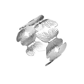 fxmimior Women Fashion Boho Cuff Bangle Bracelet Open Butterfly Wide Wire Bracelets Gold Silver Simple Cuff Bracelets Chunky Flat Cable Bracelets for Women, Large, Silver, alloy