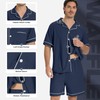 SIORO Mens Pajamas Set Short Sleeve Sleepwear Button Down Pjs