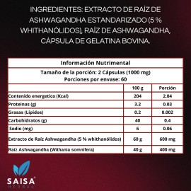 Suplemento Estres Ashwa 120 Caps Extracto Whitanolid