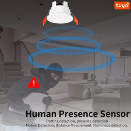 Smart Human Presence Detector, Zigbee Millimetre Wave Radar PIR Motion Sensor, Requires TUYA HUB, Support Home Assistant Zigbee2mqtt, Power by AC 80-250V