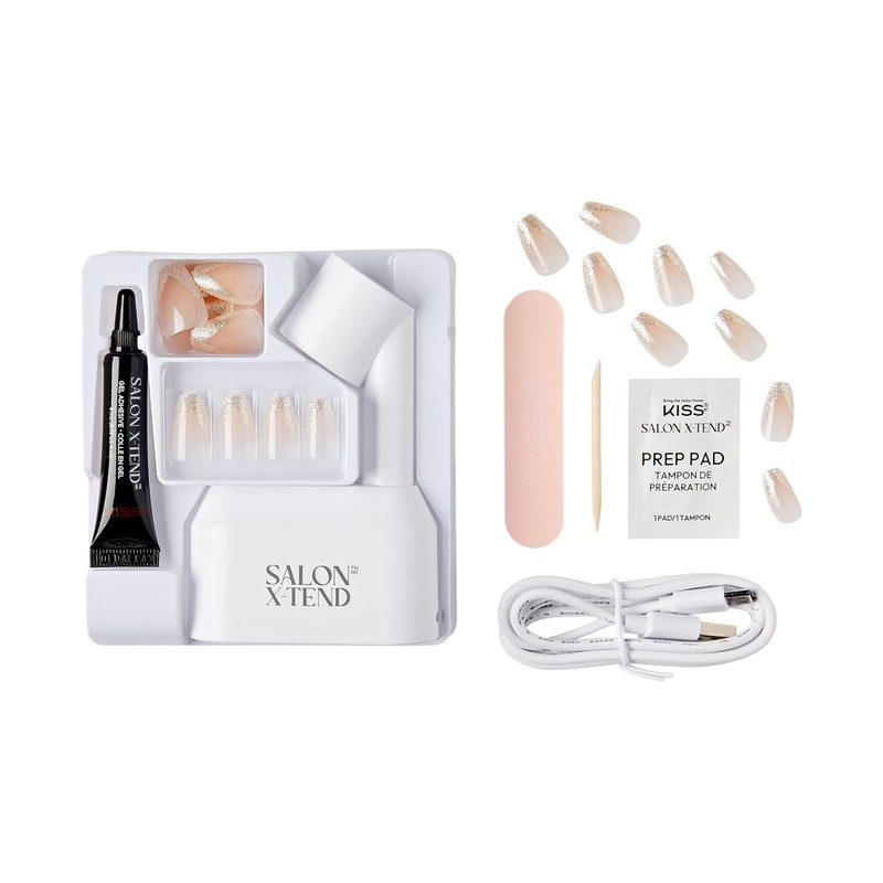 KISS imPRESS Press-On, Fake Nails, Gold Ring, Green, Oval, Short,