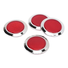 4PCS Red Reflector ABS Chrome Trim Round Reflective for Automobile Motorcycle Cycling Safety Reflectors of ABS Material with Super and Wear Resist