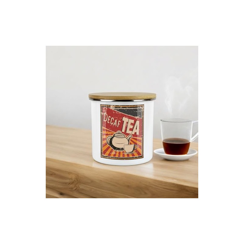 Purely Home Retro 1950s Style Decaf Tea Canister - White