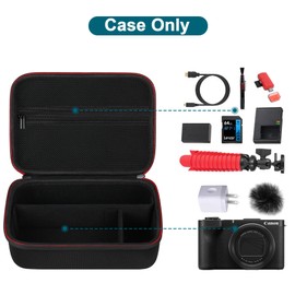 Canboc Carrying Case for Canon PowerShot V1 Hybrid Digital Camera & Accessory Kit (Flexible Tripod, Adapter and More), V1 Camera Bag with Strap, Mesh Pocket fit Cable, Battery, Battery Charger, Black