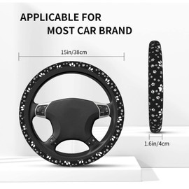 Paw Print Steering Wheel Cover for Women Men with 2 Pcs Car Coasters, Universal 14.5-15 Inch Cute Steering Wheel Covers Non-Slip Car Accessories for Girls