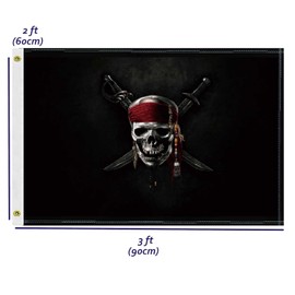 2×3 FT Pirate Flag, Medium 60×90 CM Jolly Roger Skull 100D Canada Outdoor Banner,Doube Side Printing Decor For Patio Garden With Brass Gromment
