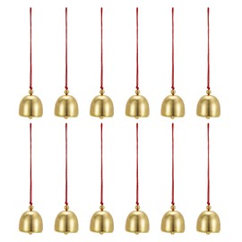 PATIKIL 12 Pcs Wind Chime, Hanging Bells Temple Bells Retro Outdoor Hanging Metal Chinese Wind Chime Round for Outside Garden Camping Decoration, Red