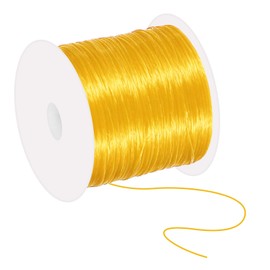 PATIKIL 66 Yard Flat Stretchy Bracelet String, 1mm Elastic String Stretch Crystal String Bead Cord for Bracelets Beading Jewelry Making, Gold Tone