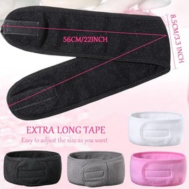 24 Paquetes Diademas Faciales de Spa Cinta de Maquillaje de Felpa para Lavarse Cara Ducha Baño Envoltura Deporte Toalla Elástica con Gancho y Bucle An