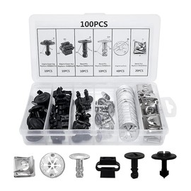 JNNJ Pack of 100 Car Mounting Clips, Bumper Body Clip, Door Trim Clips, Bumper Trim, Plastic Clips Set, for Car Door Bumper Panel