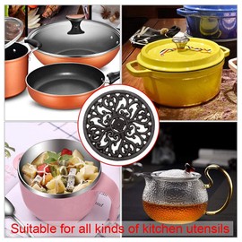 RESFNSE Round Cast Iron Trivet 6.7Inch Iron Heat-Insulation Trivet Non-Slip Potholders for Kitchen Dining Table Decor
