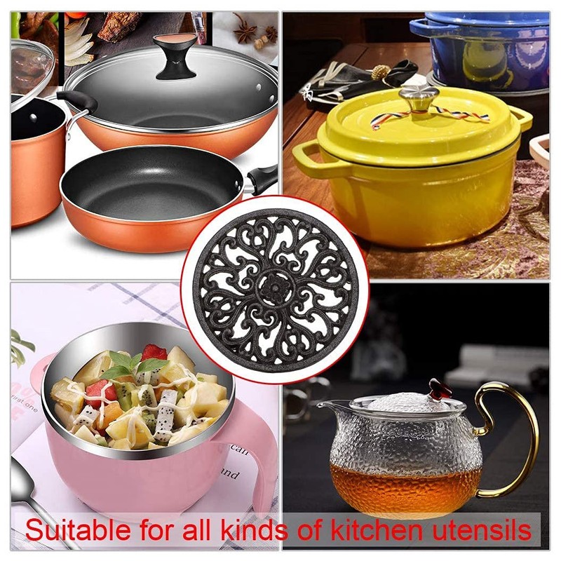 RESFNSE Round Cast Iron Trivet 6.7Inch Iron Heat-Insulation Trivet Non-Slip
