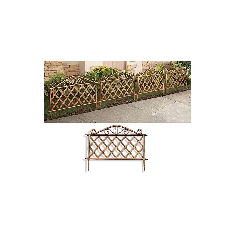 SkyMall Decorative Scroll Metal Look Garden Border Fence - Gold