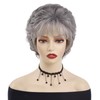 GNIMEGIL Short Grey Elderly Wigs Curly Wigs for White Women