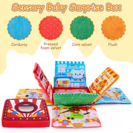 beetoy Sensory Activity Cube, Montessori Infant Toys with Textured Sensory Balls, Early Learning Travel Toys for Fine Motor Skills, Perfect Newborn Boy and Girl Gift