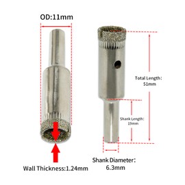 Flyshop 7/16" 11mm Diamond Coated Hole Saw Drill Bit for Ceramic Tile Glass Marble 10 Pcs