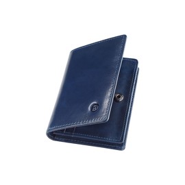 Modiko Men's Business Card Holder, Made in Japan, Himeji Leather, Business Card Case, Genuine Leather, Large Capacity, 60 Pieces, 6 Pockets, No Breaking, Snap Buttons, Easy Access, blue
