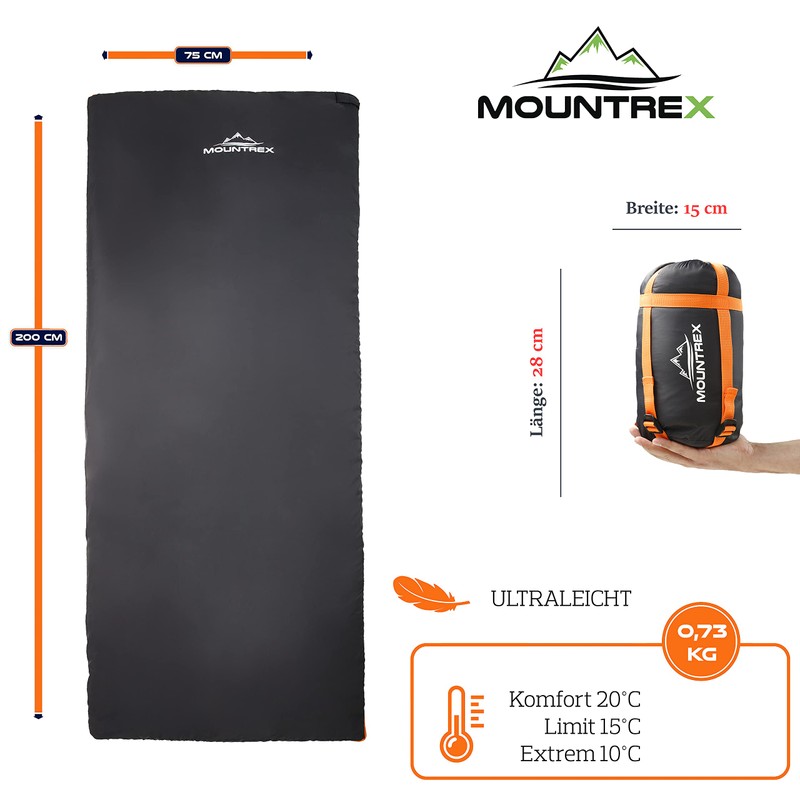 Mountrex® Sleeping Bag - Small Pack Size & Ultralight (730