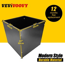 VEVIVOOVY Heavy Duty Steel Planter Box (26"x26"x26"),Square Tall Planter Modern Detached for Indoor & Outdoor Planters Cube,Black Flower Plant Pot for Commercial Residential for Patio Deck & Backyard
