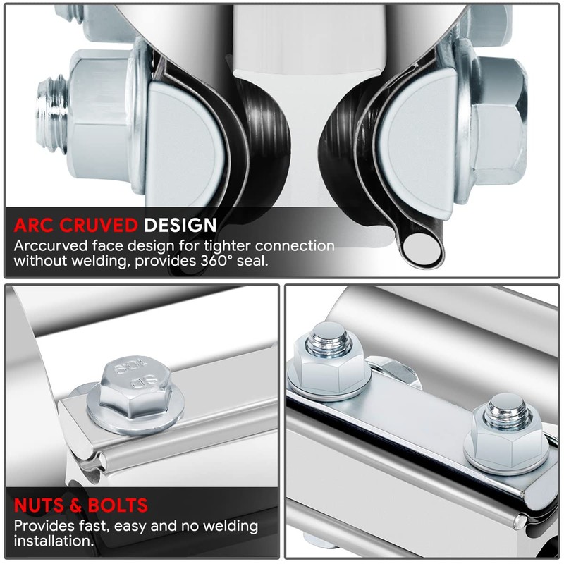 DNA MOTORING EXA-CL-008 2.75 Inch Butt Joint Band Clamps for