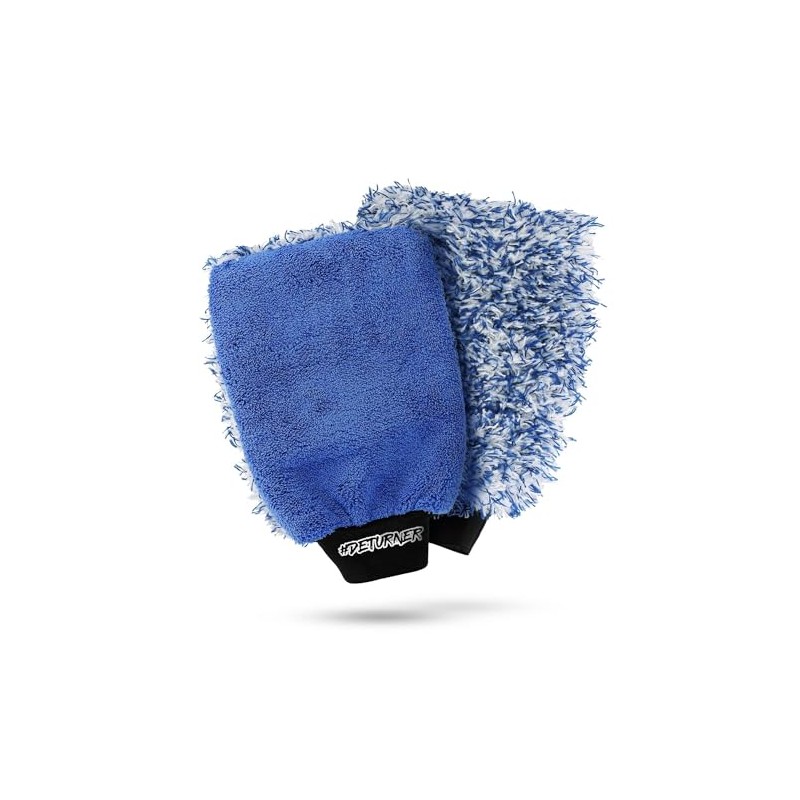 DETURNER Premium Car Wash Mitt, Double Sided Microfiber, Blue, Pack
