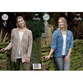 King Cole Ladies Chunky Knitting Pattern Womens Cabled Long or Short Length Cardigans (4880)