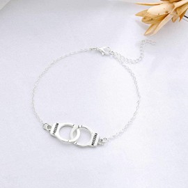 Yean Handcuff Anklet Silver Ankle Bracelet Punk Foot Chain for Women and Girls